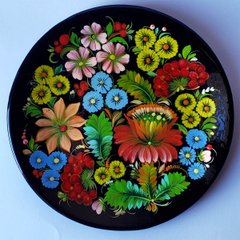 Тарелка с петриковской росписью цветочная (d-19 см) TR0296