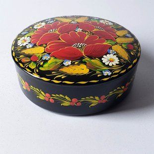 Шкатулка з розписом кругла (13 x 13 x 5 см) SK0278