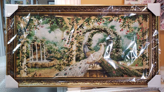 Гобеленова картина з люрексом "Пара павичів" (48 x 88 см) GB113