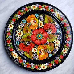 Тарелка с петриковской росписью цветочная (d-25 см) TR0504