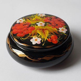 Шкатулка з розписом кругла ШК-09 (8 x 8 x 3,5 см) SK0339