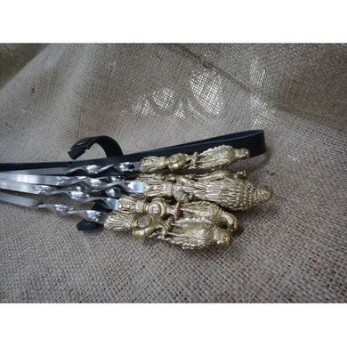 Набір шампурів з бронзовими ручками Птахи в сагайдаку з натуральної шкіри 470013