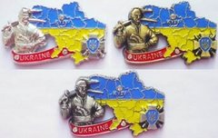Магніт металевий з українською символікою "Карта України" (8 x 5 см) US0089