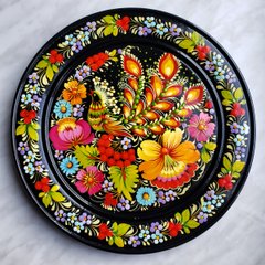 Тарілка з петриківським розписом квіткова (d-25 см) TR0505