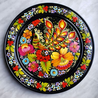 Тарелка с петриковской росписью цветочная (d-25 см) TR0505