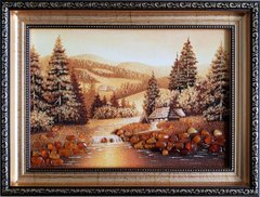 Картина із бурштину "Карпатський пейзаж" (28 x 37 см) BK0013-1