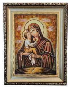 Ікона із бурштину "Богородиця Почаївська" (22 x 27 см) B151