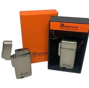 Газовая ветрозащитная зажигалка в подарочной коробке BROAD HL-403-Silver