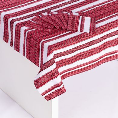 Комплект столовий "Анастасія" червоний (скатертина + 6 серветок) (140 x 120 см) 162-22-00anred