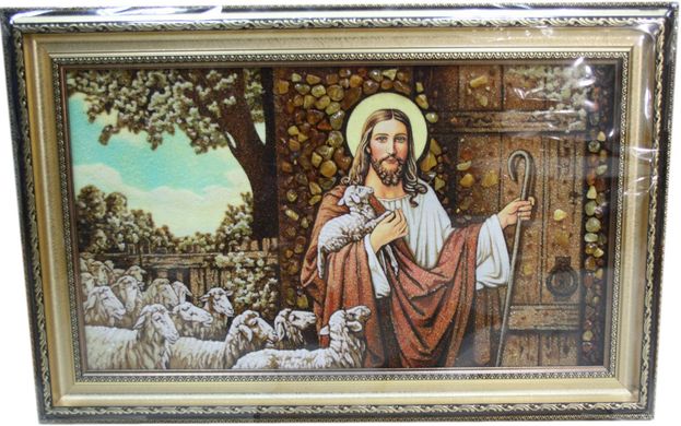 Ікона із бурштину "Добрий Пастир" (52 x 72 см) B062