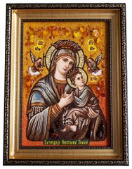 Ікона із бурштину "Богородиця Неустанної Помочі" (28 x 37 см) B013