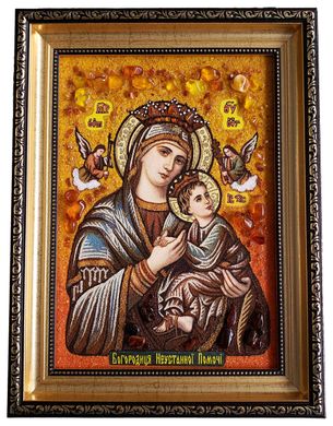 Ікона із бурштину "Богородиця Неустанної Помочі" (28 x 37 см) B013