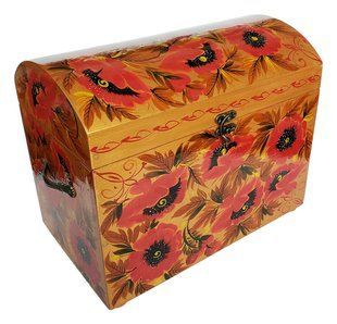 Сундук с петриковской росписью прямоугольная (29,5 x 17,5 x 24 см) SK0108