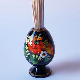 Підставка для зубочисток з петриківським розписом - Писанка (5 x 5 x 7,5 см) KP033