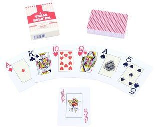 Карти гральні пластикові TEXAS HOLDEM (54 шт) 408-8_red