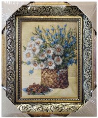 Гобеленова картина "Корзина з ромашками" (34 x 41 см) GB062