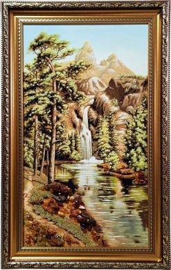 Картина із бурштину "Гірський водоспад" (52 x 82 см) BK0009-1