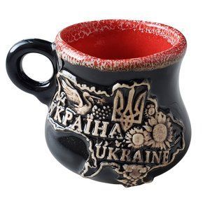 Чашка глиняна чорна "Україна Ukraine" (100 мл) US0195