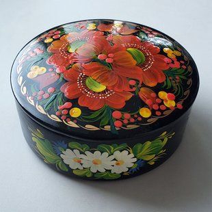 Шкатулка з розписом кругла (13 x 13 x 5 см) SK0497