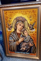 Ікона із бурштину "Богородиця Неустанної Помочі" (52 x 72 см) B076-1