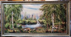 Гобеленова картина з люрексом "Човен біля річки" (66 x 125 см) GB025-1