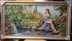 Картина-репродукция "Девушка с леопардом" (111 x 62 см) RP0184, от 101 см и более