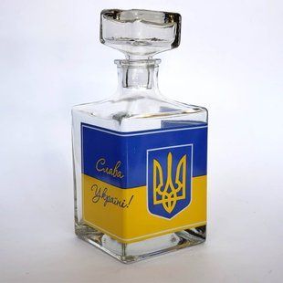 Графин стеклянный с гербом Украины (0,5 л) P002