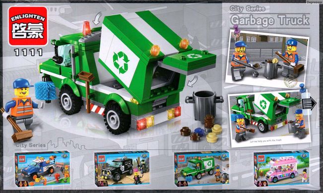 Конструктор Enlighten City - Garbage Truck\Мусоровоз 198 деталей (31 x 19 x 5 см) 1111