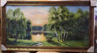 Картина-репродукция "Река в лесу" (61 x 110 см) RP0181