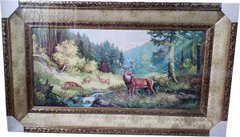 Гобеленова картина в подвійній рамі "Олені в лісі" (56 x 97 см) GB005