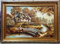 Картина із бурштину "Дім біля річки" (52 x 72 см) BK0028
