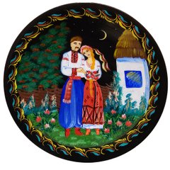 Тарелка с петриковской росписью сюжетная (d-25 см) TR0237