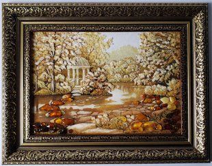 Картина із бурштину "Острівок закоханих" (28 x 37 см) BK0004-1