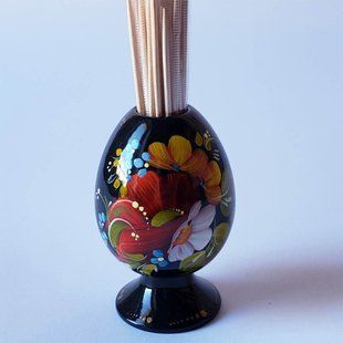 Підставка для зубочисток з петриківським розписом - Писанка (5 x 5 x 7,5 см) KP029