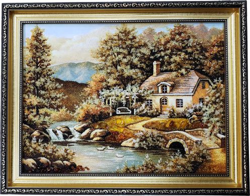 Картина из янтаря "Дом у реки" (37 x 47 см) BK0006