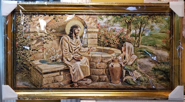 Гобеленова ікона з люрексом "Ісус Христос і Самарянка" (49 x 89 см) B202