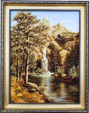 Картина із бурштину "Гірський водоспад" (40 x 50 см) BK0009