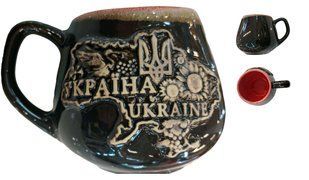 Чашка глиняна чорна "Україна Ukraine" (200 мл) US0180