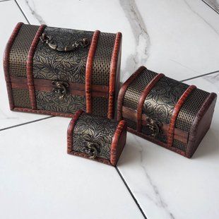 Набор шкатулок для украшений 3 в 1 "Сундук" (18 x 12 x 12 см) A010