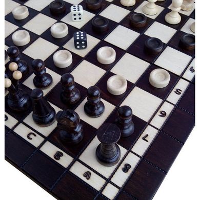 Шахи + шашки + нарди Madon середні дерев'яні (35,5 x 35,5 см) 143
