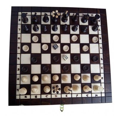 Шахи + шашки + нарди Madon середні дерев'яні (35,5 x 35,5 см) 143