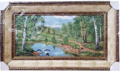 Гобеленова картина в подвійній рамі "Лелеки на ставку" (57 x 98 см) GB076