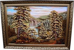 Картина із бурштину "Річка у лісі" (52 x 72 см) B016