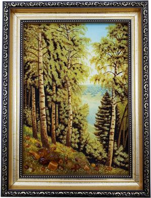 Картина із бурштину "Ліс та річка" (28 x 37 см) BK0015