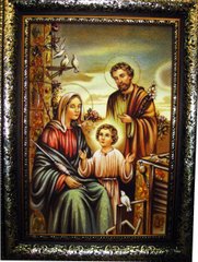 Ікона із бурштину "Свята Родина," (52 x 72 см) B026