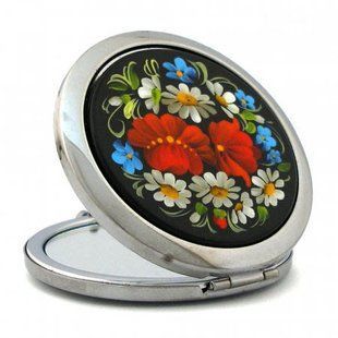 Кишенькове дзеркальце з розписом БД-01 (d-7 см) DR0001