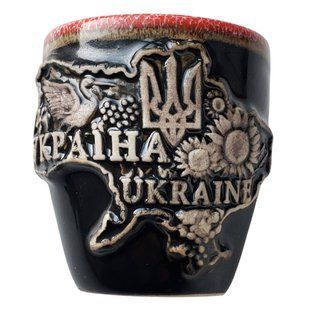 Чарка глиняна чорна "Україна" (50 мл) US0200