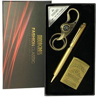 Подарочный набор брелок/ручка/зажигалка MoonGrass Fashion Classic (Турбо полум'я) ST-5356 Jim Beam