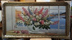 Гобеленова картина "Ваза з квітами" (61 x 111 см) GB123