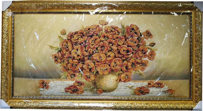 Гобеленовая картина с люрексом "Ваза с цветами" (71 x 131 см) GB042